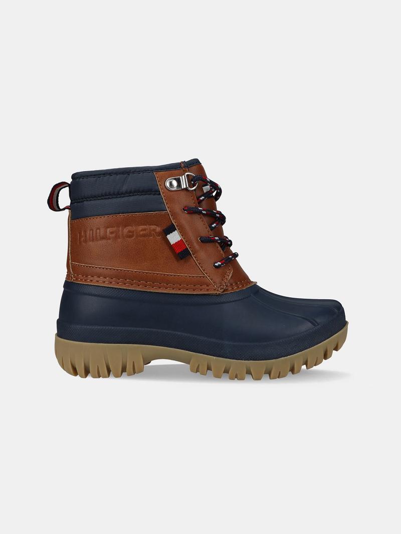 Fiú Tommy Hilfiger Big Duck Boot Tornacipő Barna Sötétkék | HU 2319VRW